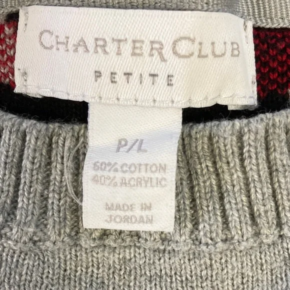 Charter Club PETITE Gray Sweater with Black Scottie Dog Pattern - Picture 9 of 9
